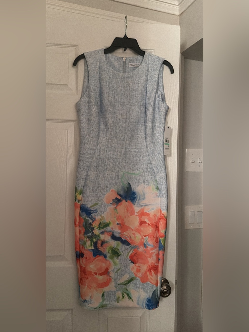 Calvin Klein Light Blue Floral Pencil Dress